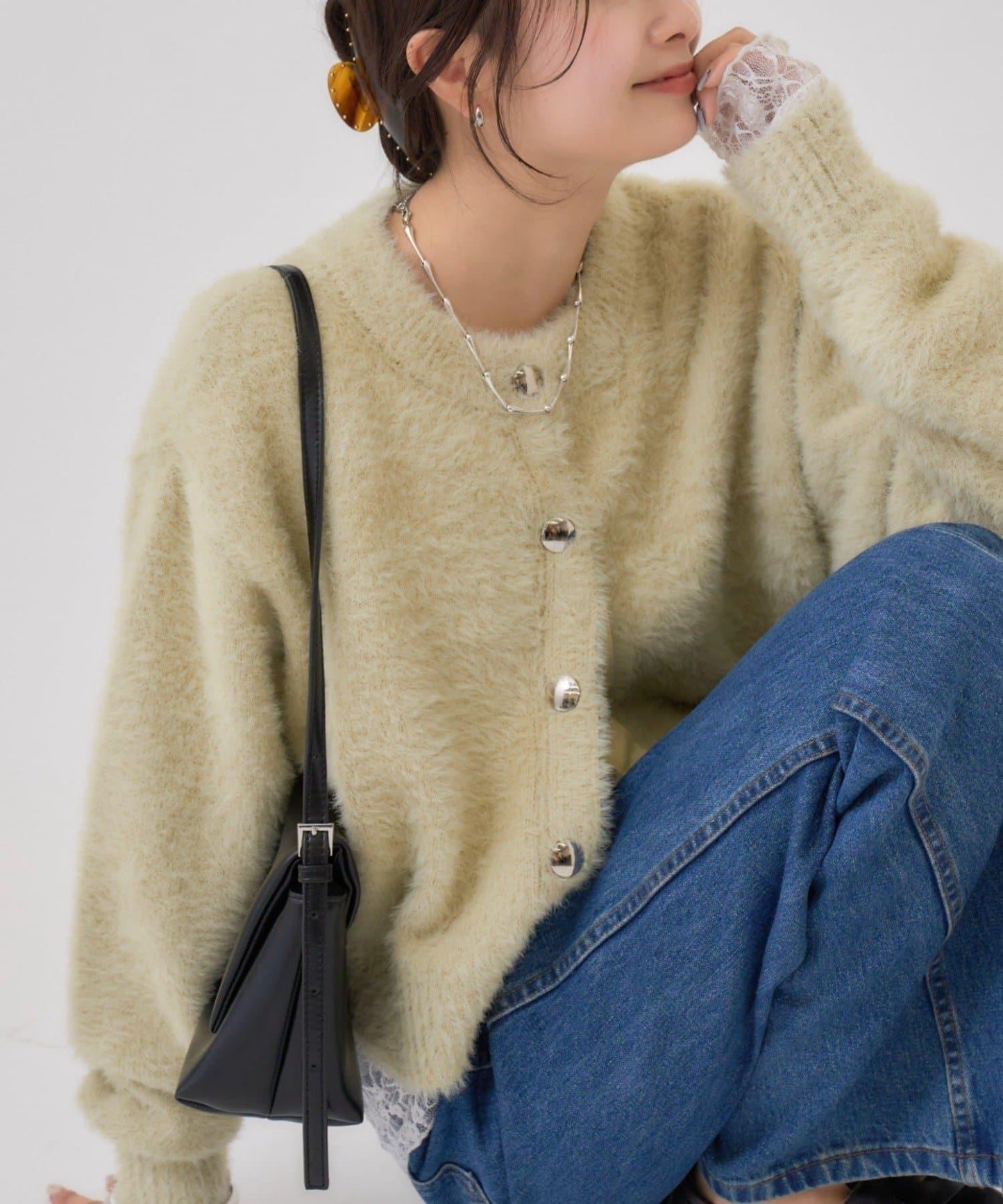 仿貂絨夾克開衫