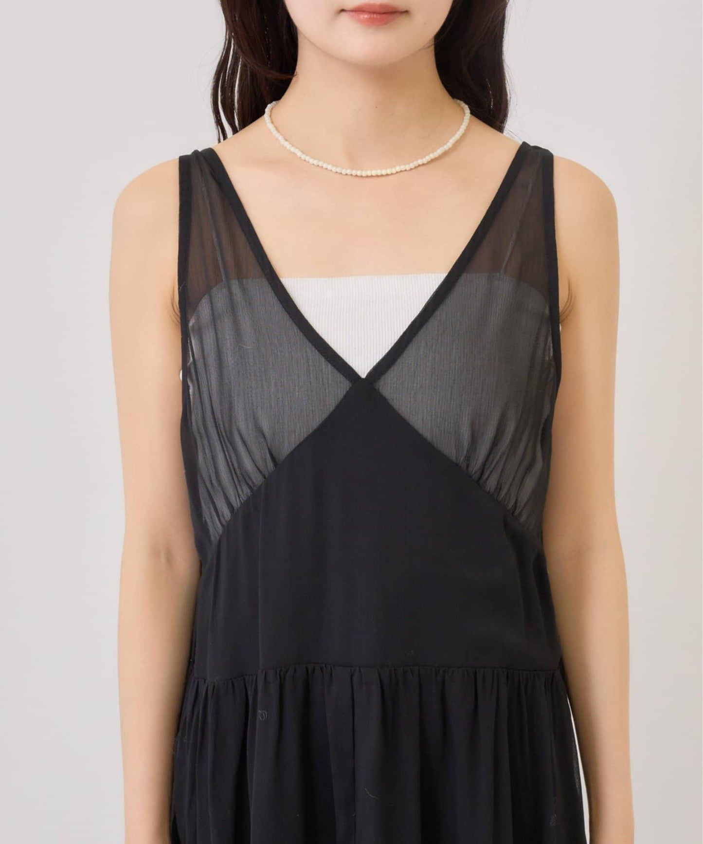 透視吊帶兩件套連衣裙