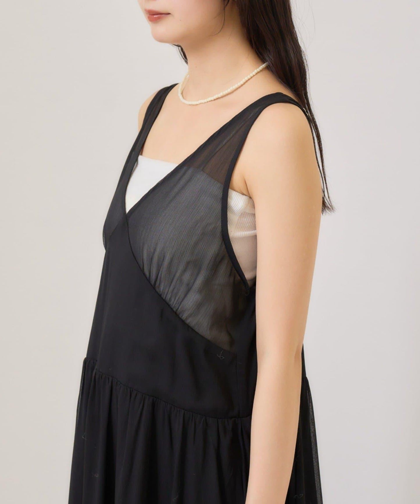 透視吊帶兩件套連衣裙