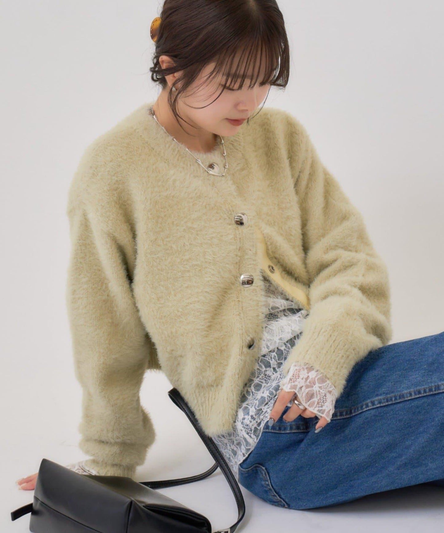 仿貂絨夾克開衫