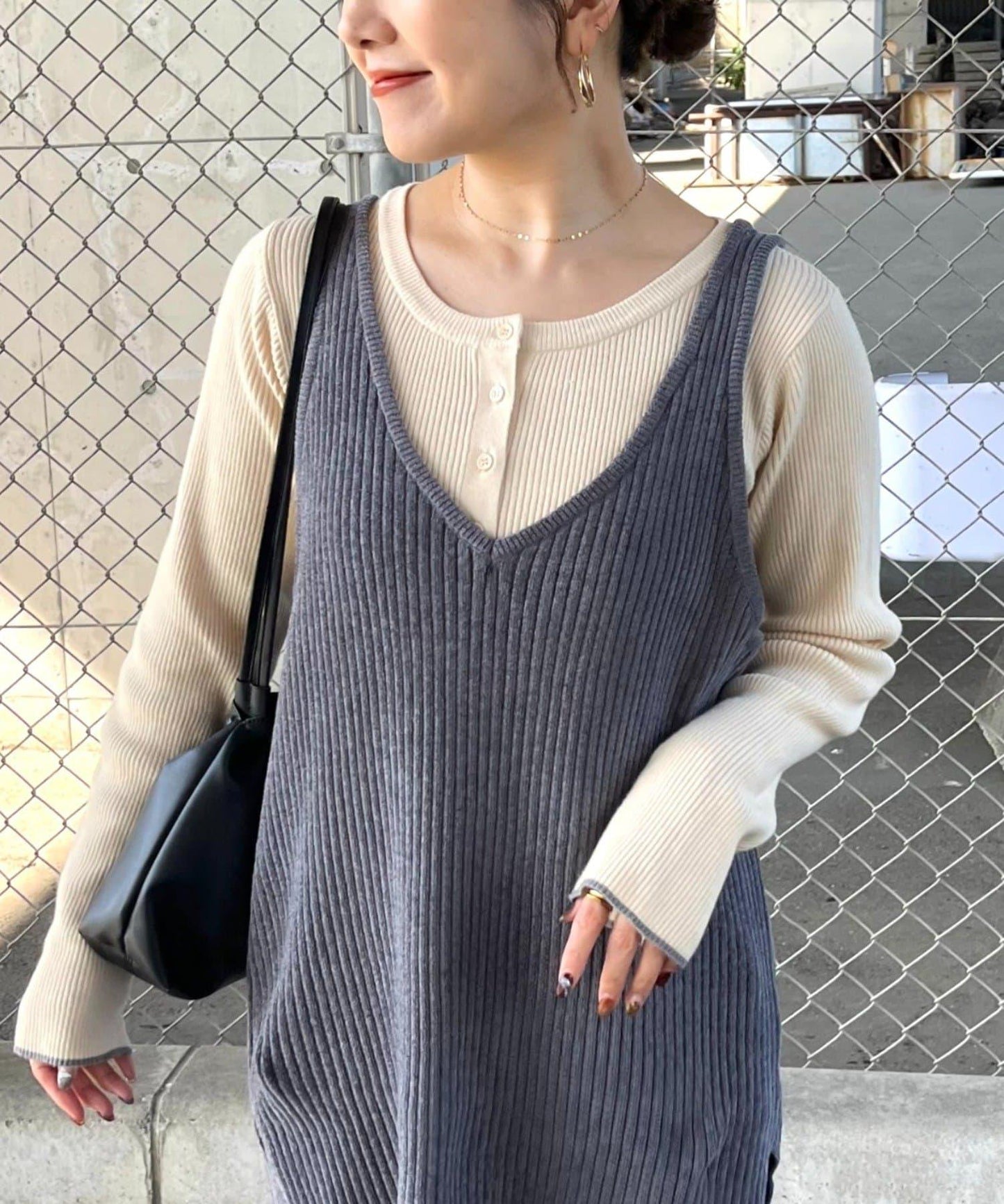 亨利領拼色防起球針織衫