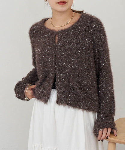 亮片長毛針織開衫