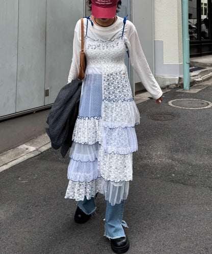 【HELLO.SANFRANCISCO/ハローサンフランシスコ】2WAY蕾絲拼接層疊半身裙