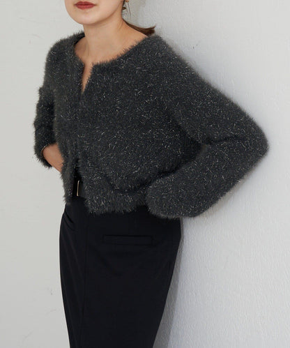 亮片長毛針織開衫