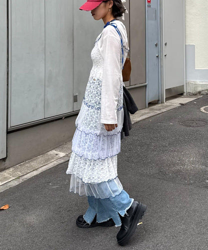 【HELLO.SANFRANCISCO/ハローサンフランシスコ】2WAY蕾絲拼接層疊半身裙