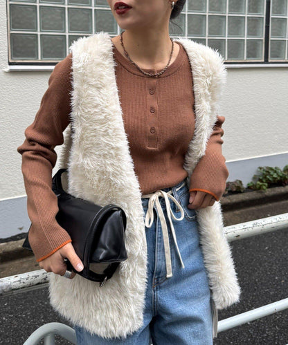 亨利領拼色防起球針織衫