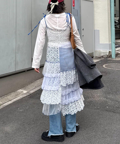 【HELLO.SANFRANCISCO/ハローサンフランシスコ】2WAY蕾絲拼接層疊半身裙