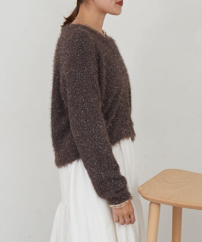 亮片長毛針織開衫