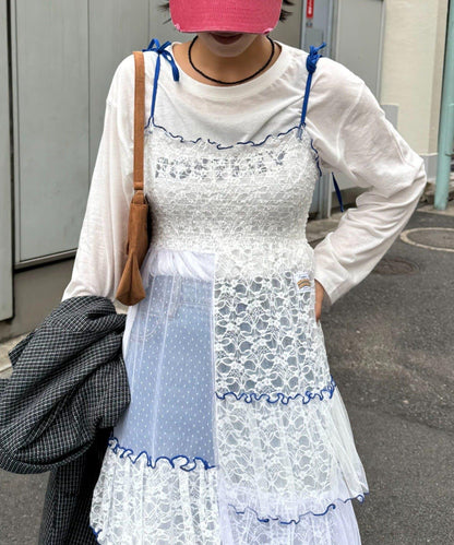 【HELLO.SANFRANCISCO/ハローサンフランシスコ】2WAY蕾絲拼接層疊半身裙