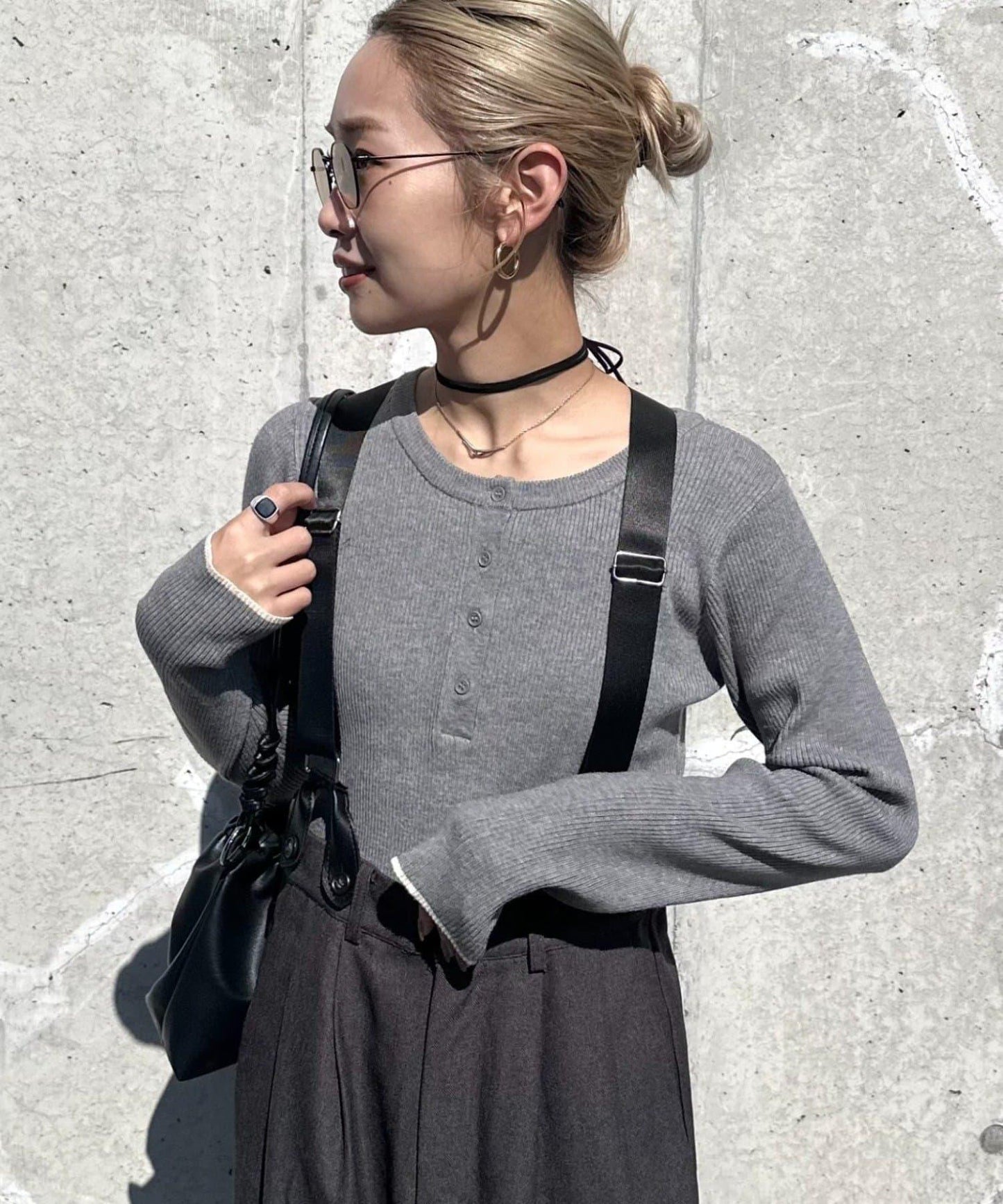 亨利領拼色防起球針織衫