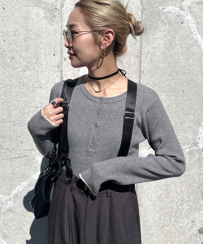 亨利領拼色防起球針織衫