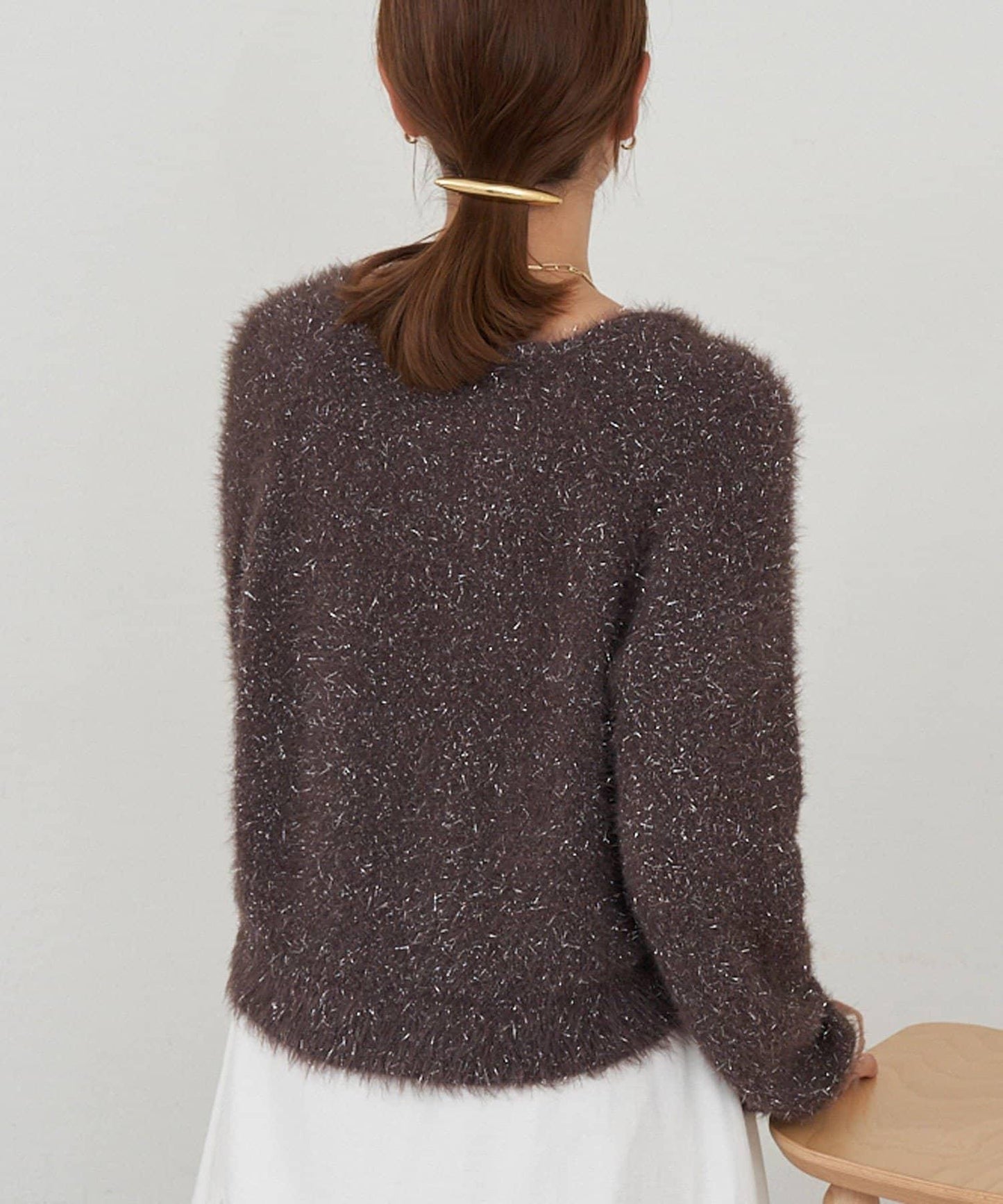 亮片長毛針織開衫