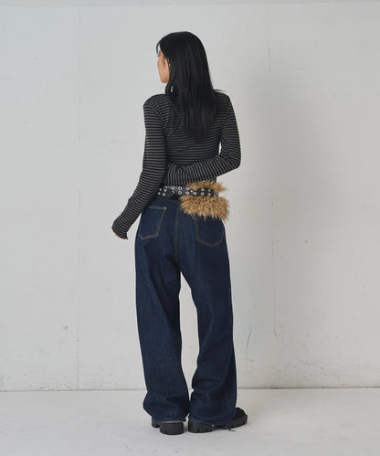 金屬孔眼毛絨腰帶