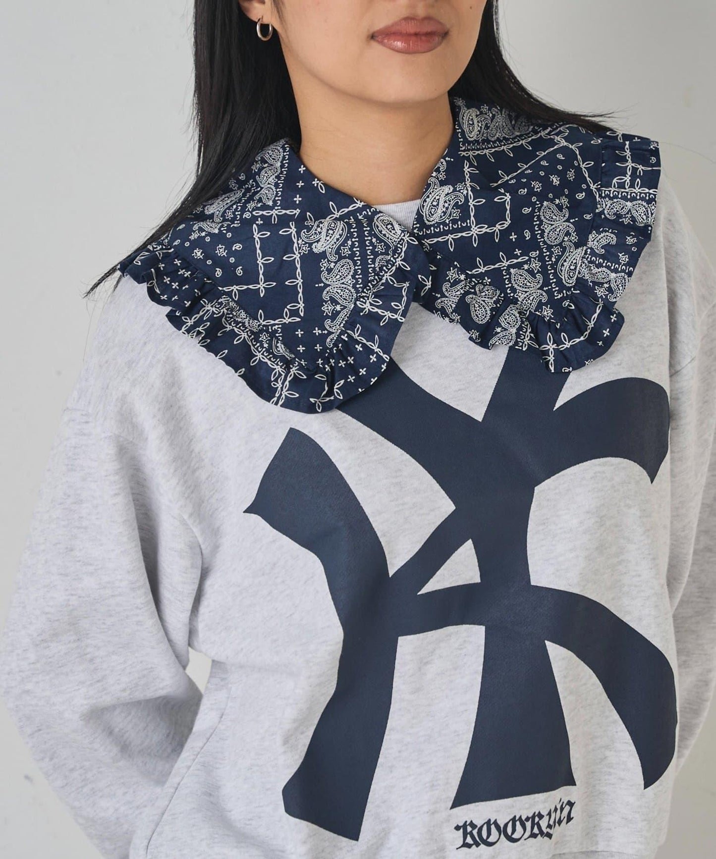 【WHO'S WHO gallery】拼色荷葉邊可拆卸領