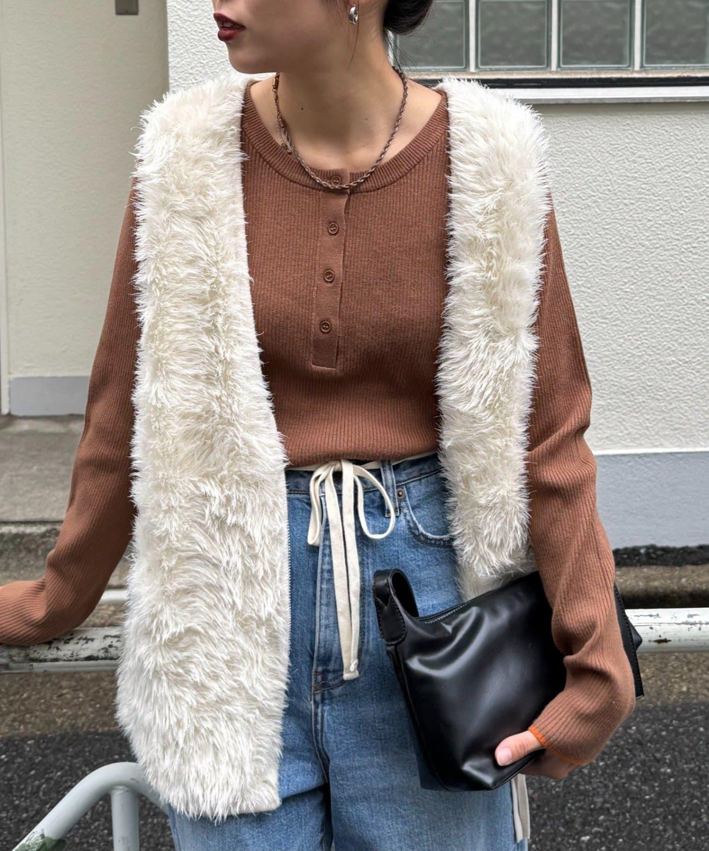 亨利領拼色防起球針織衫