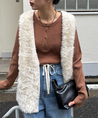 亨利領拼色防起球針織衫