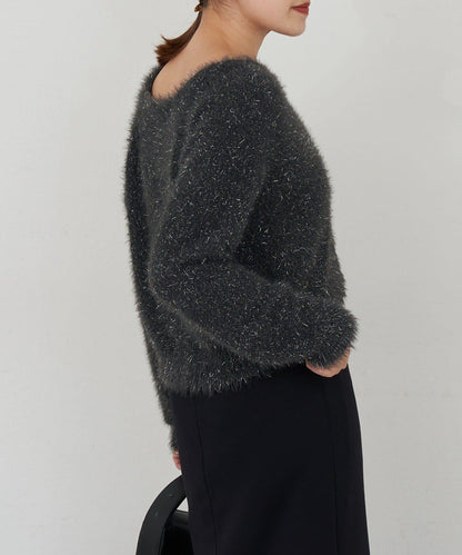 亮片長毛針織開衫