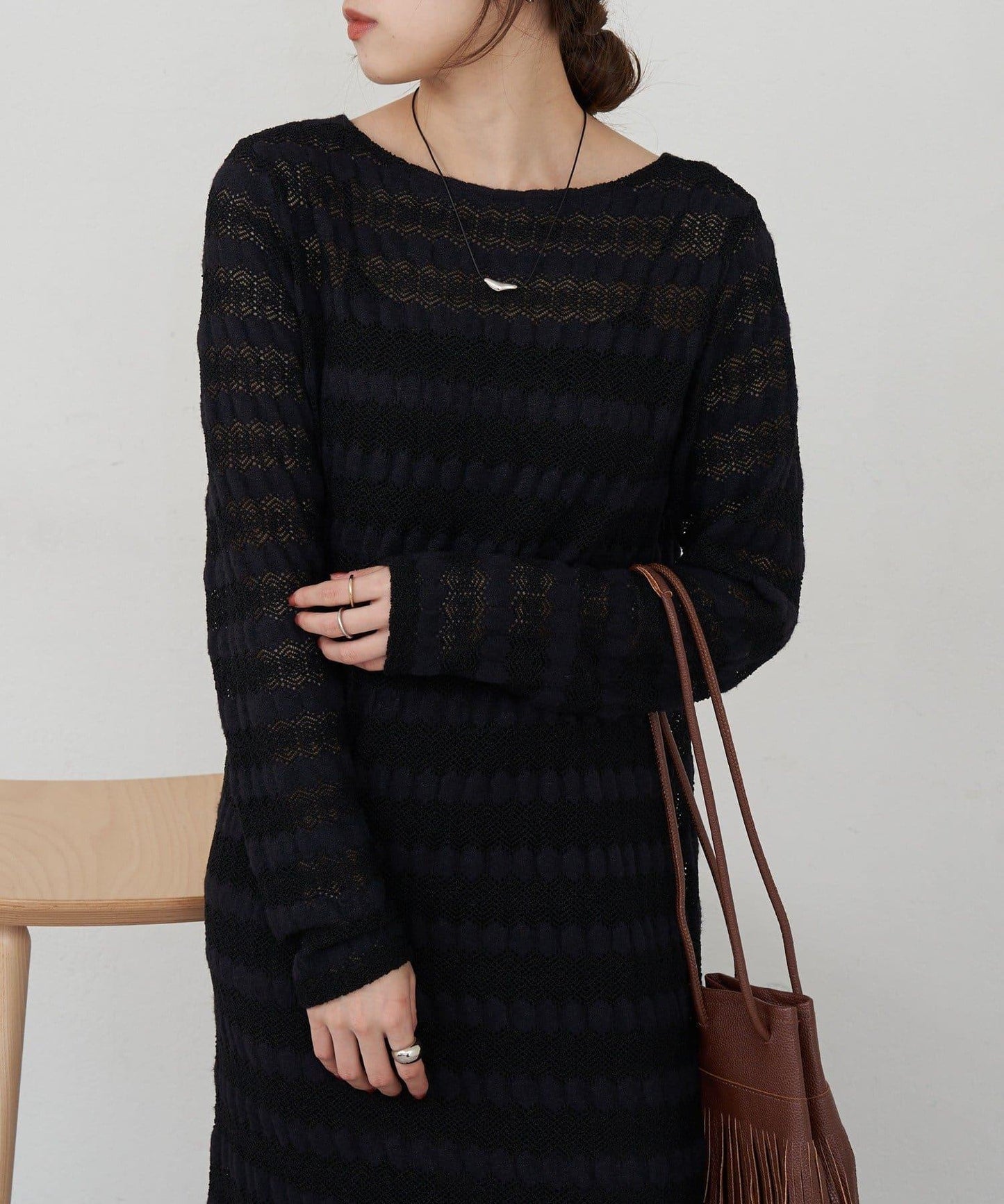 鏤空針織連衣裙