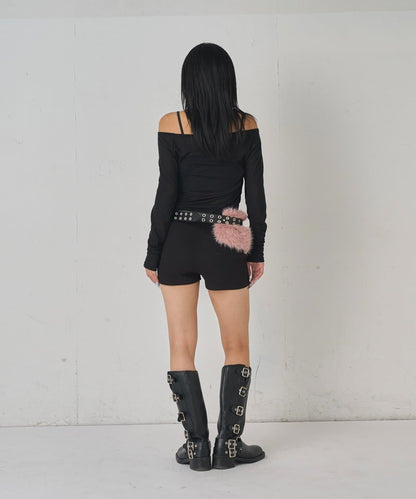 金屬孔眼毛絨腰帶