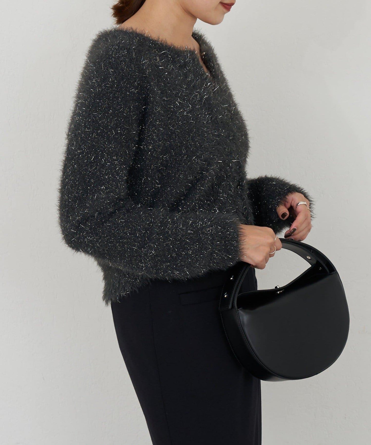 亮片長毛針織開衫