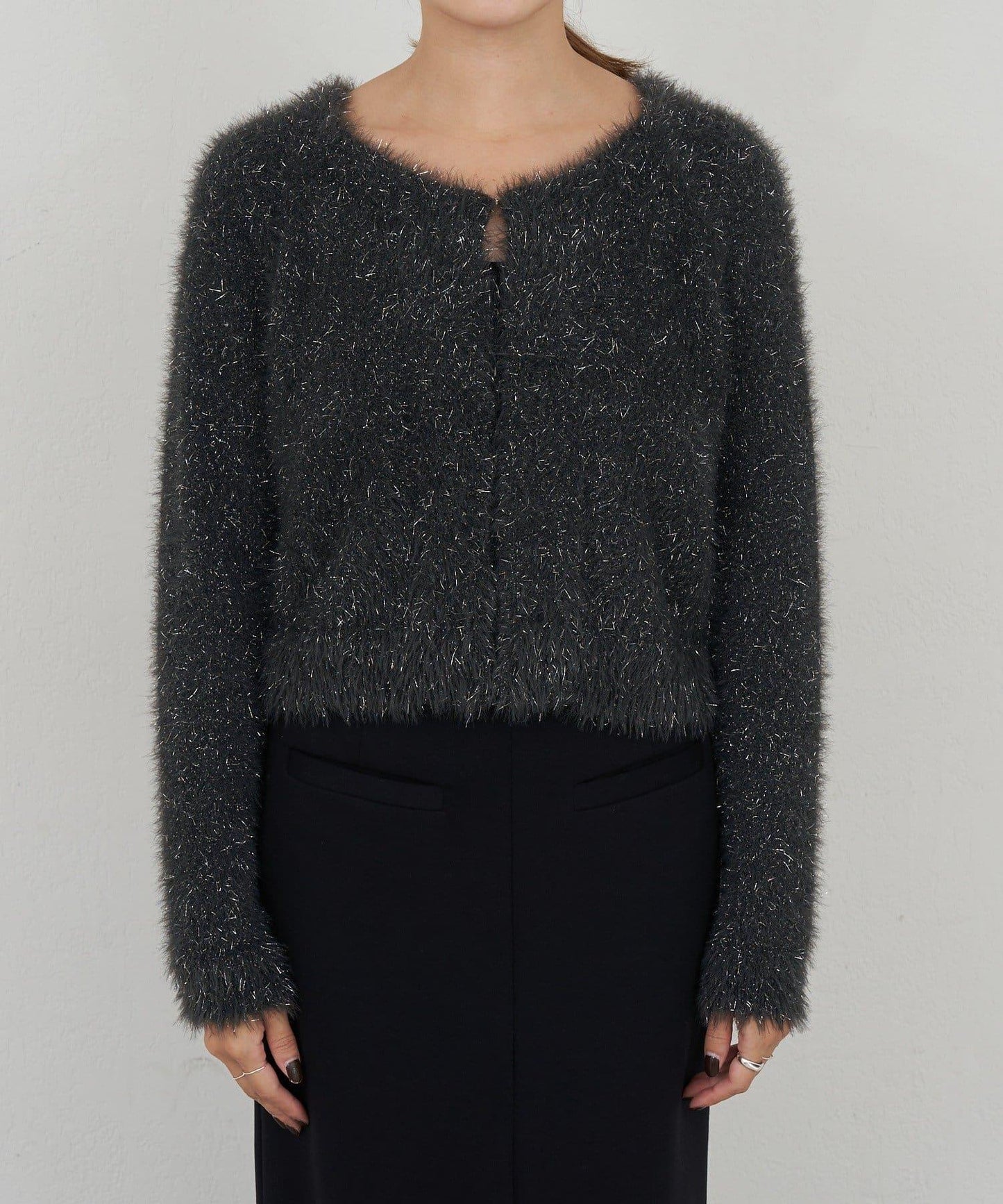 亮片長毛針織開衫