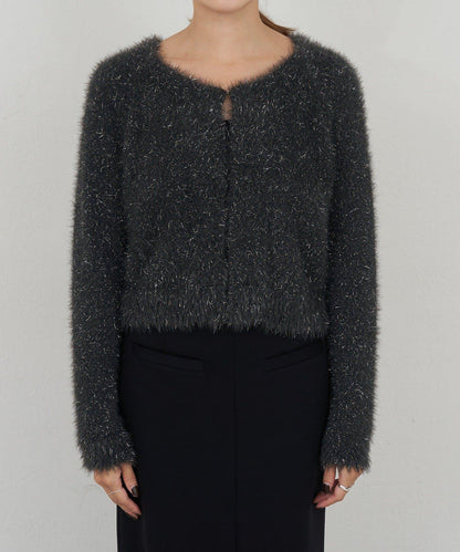 亮片長毛針織開衫