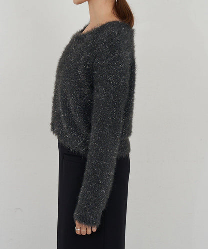 亮片長毛針織開衫