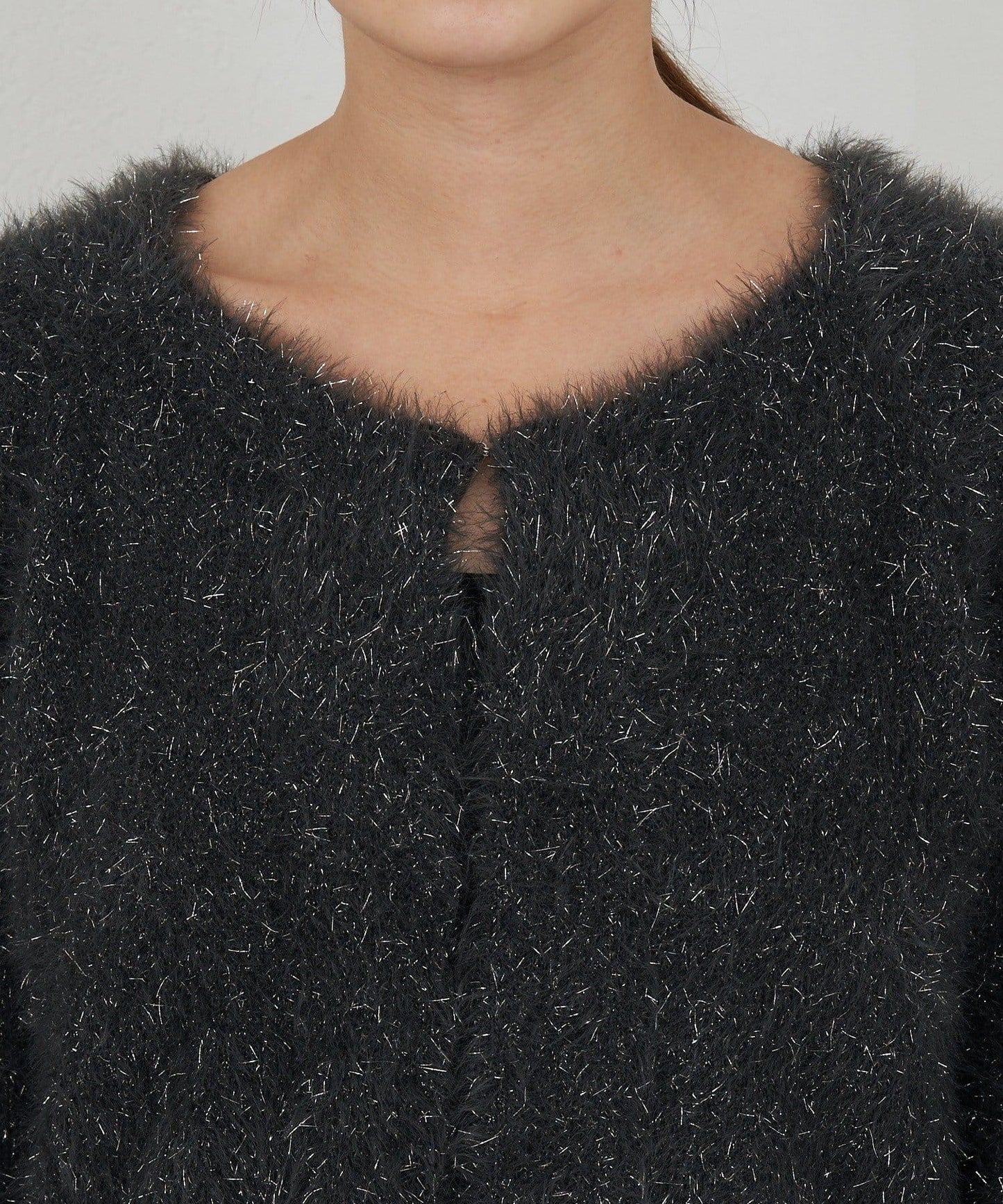 亮片長毛針織開衫