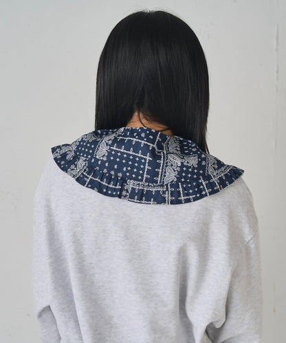 【WHO'S WHO gallery】拼色荷葉邊可拆卸領