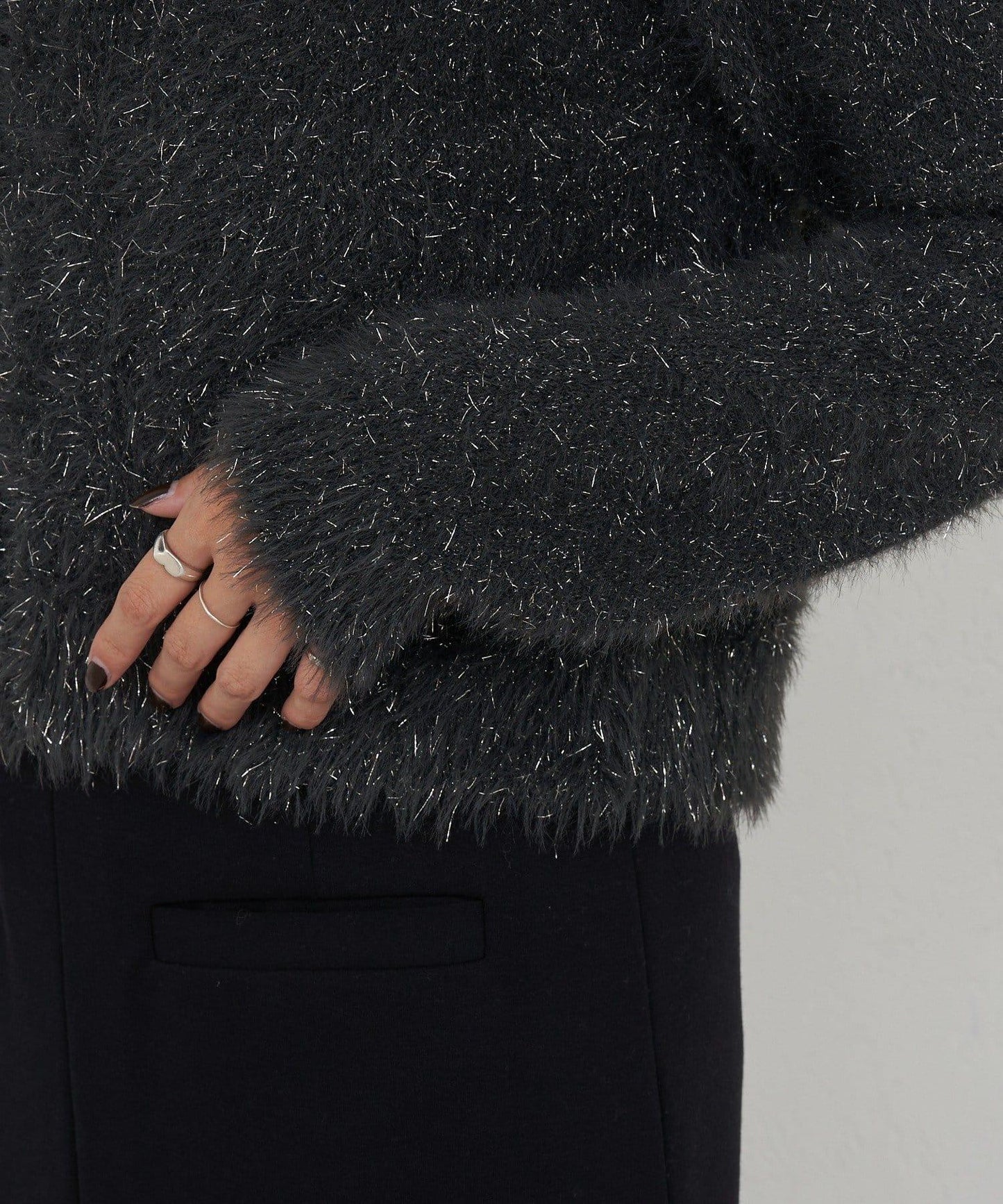 亮片長毛針織開衫