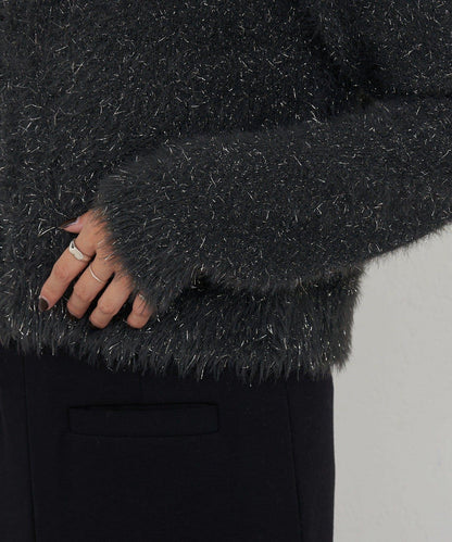 亮片長毛針織開衫