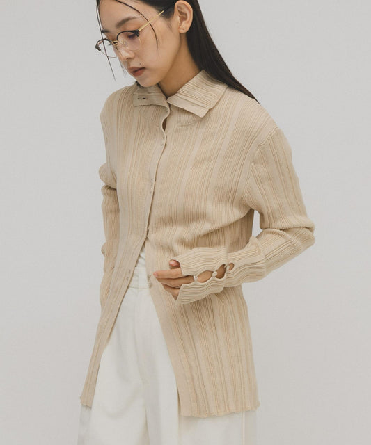 紐扣裝飾隨機羅紋針織衫