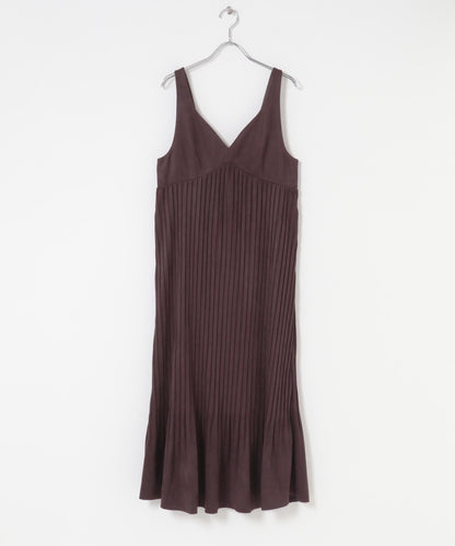 桃皮縐褶連衣裙