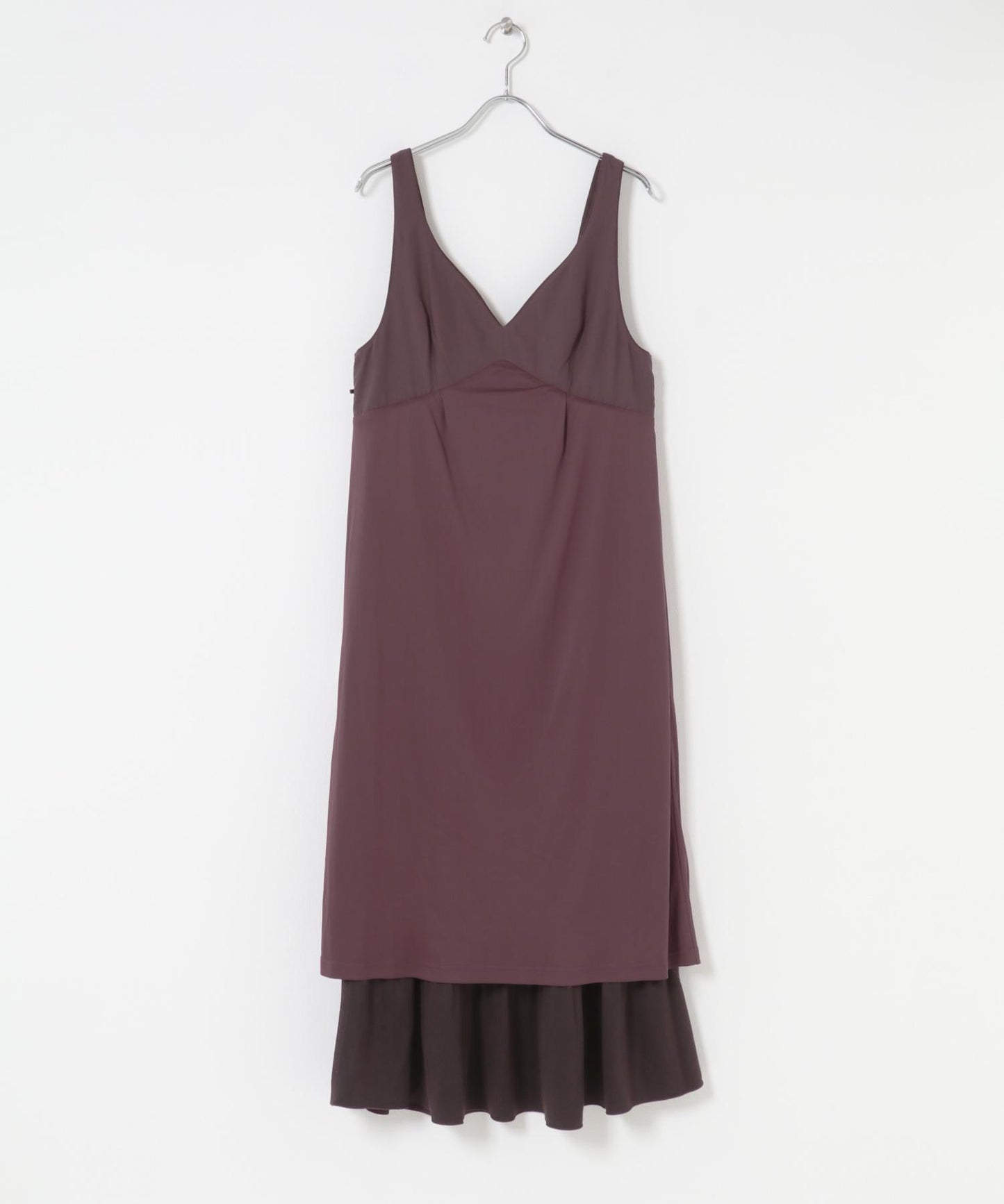 桃皮縐褶連衣裙