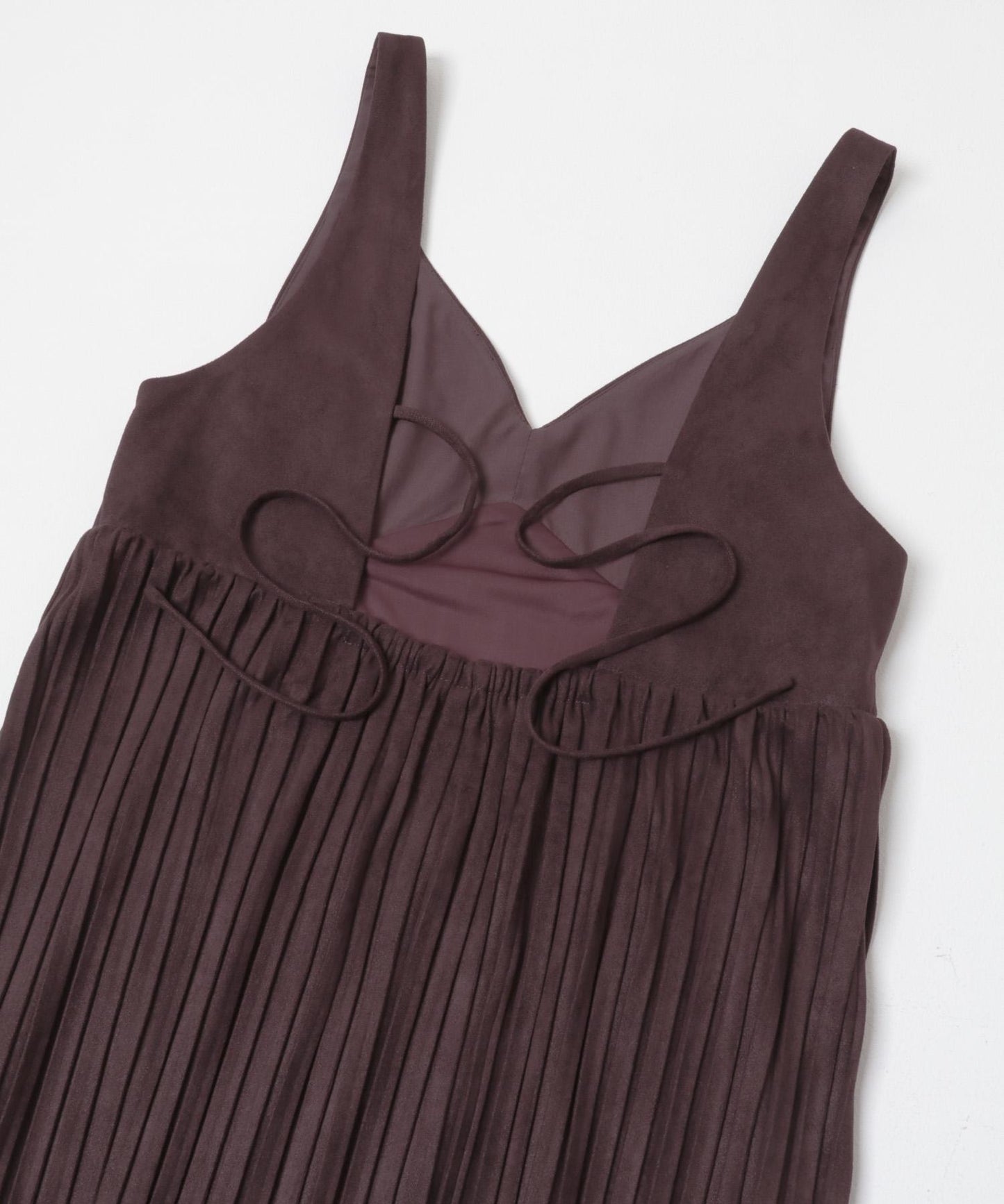 桃皮縐褶連衣裙