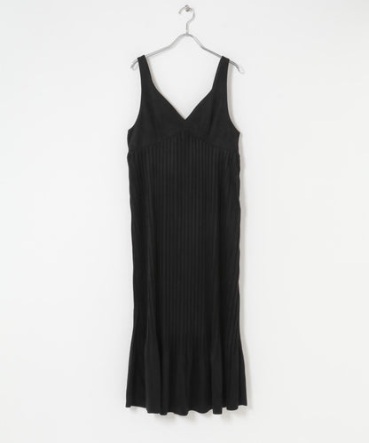 桃皮縐褶連衣裙