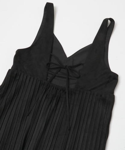 桃皮縐褶連衣裙