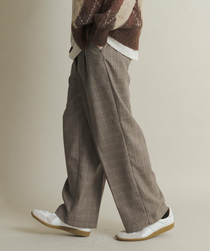 格紋高腰寬鬆西裝褲