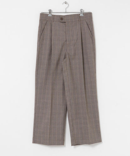 格紋高腰寬鬆西裝褲