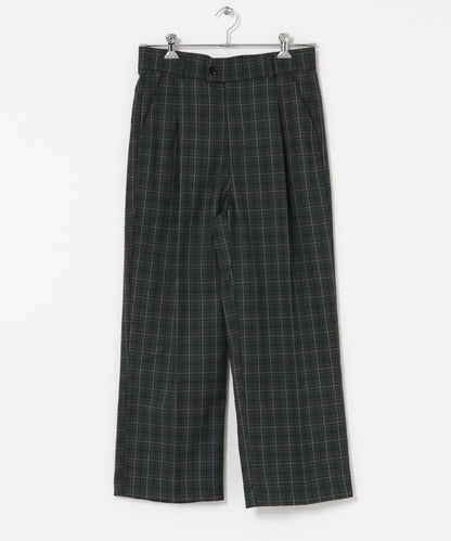 格紋高腰寬鬆西裝褲