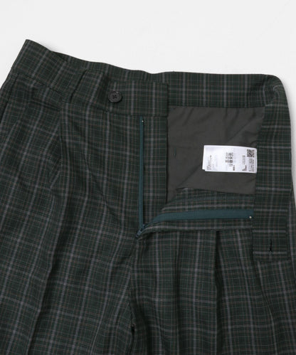 格紋高腰寬鬆西裝褲