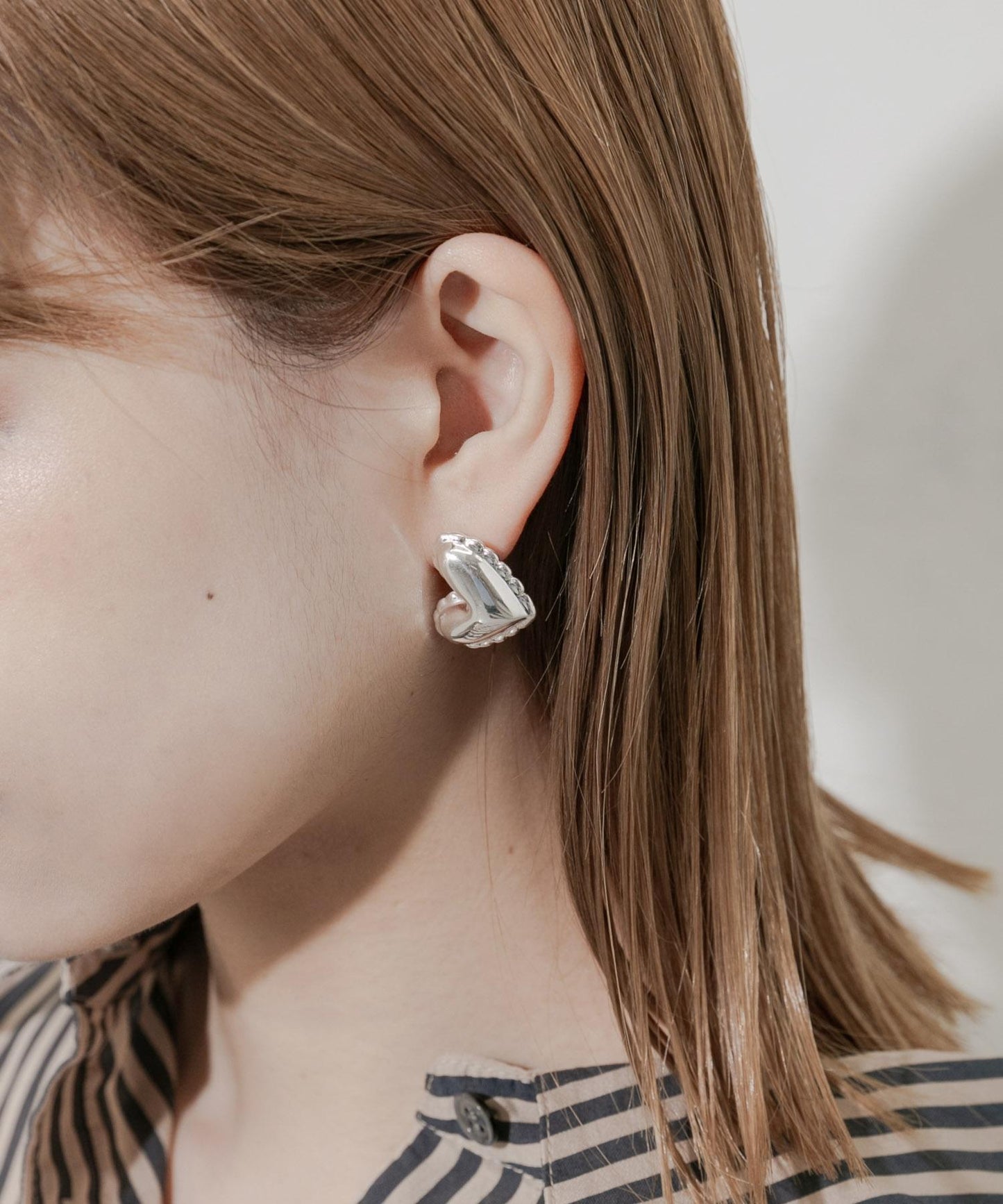 立體金屬愛心耳環