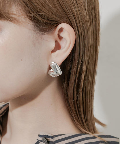 立體金屬愛心耳環