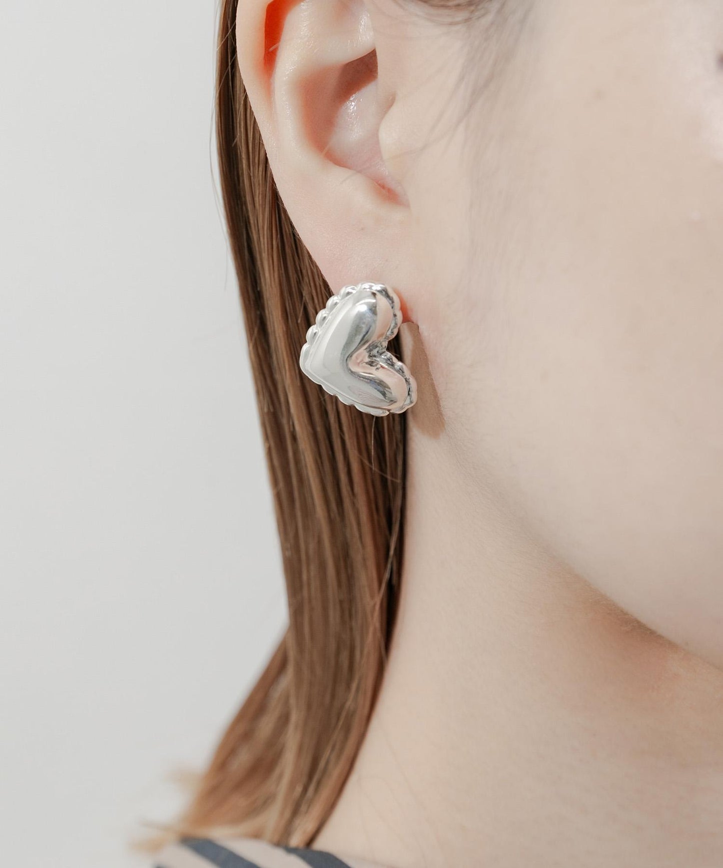 立體金屬愛心耳環