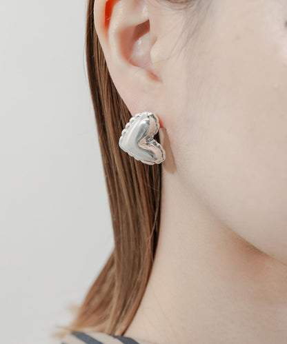 立體金屬愛心耳環