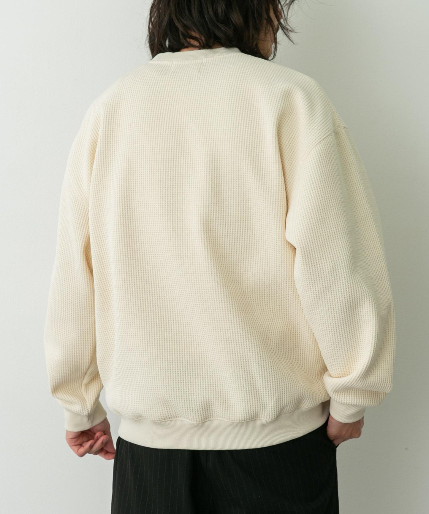 加絨華夫格寬鬆休閒套頭衫