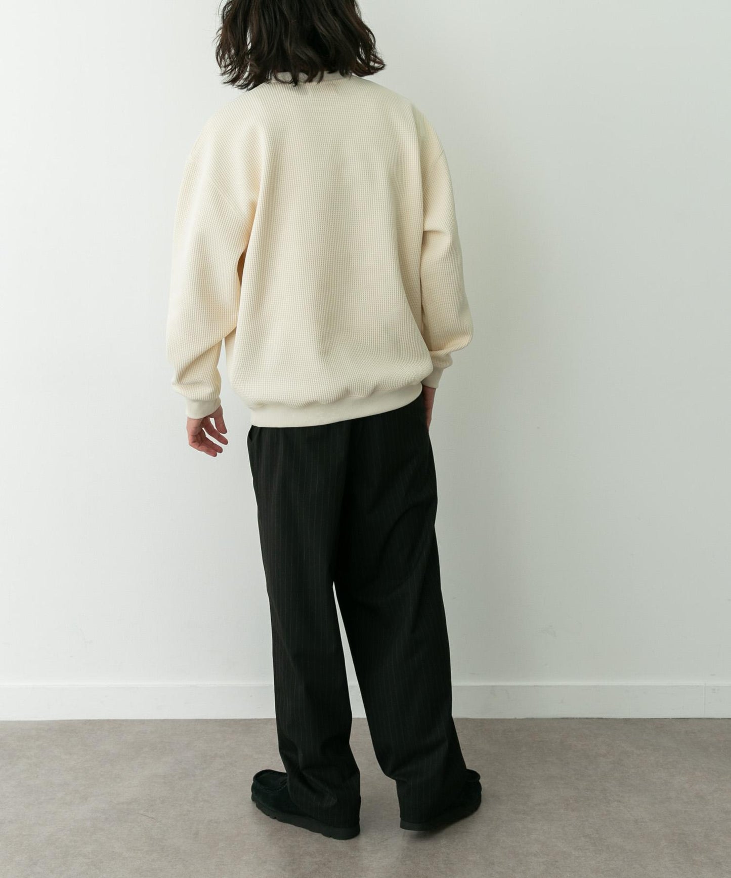 加絨華夫格寬鬆休閒套頭衫