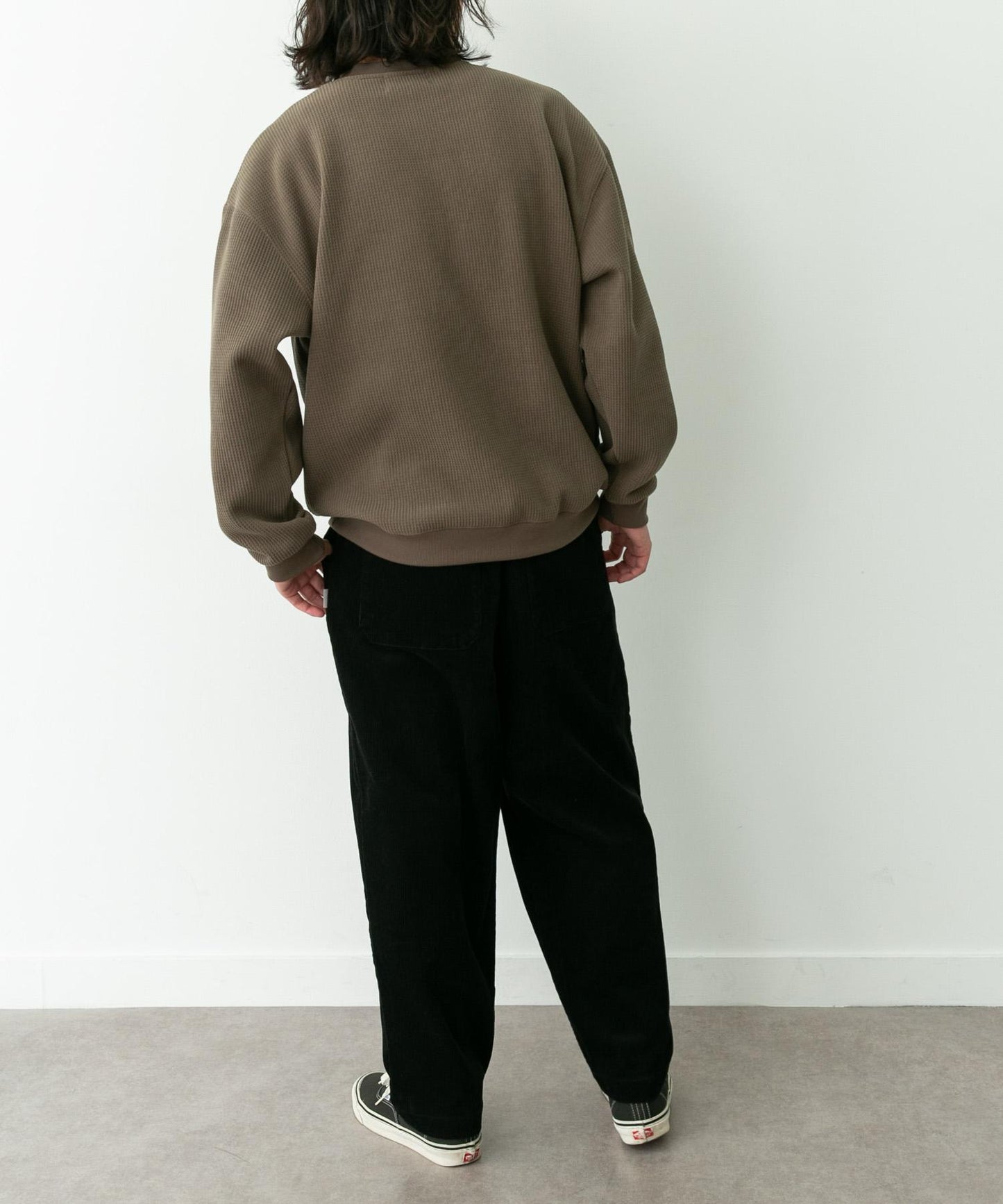 加絨華夫格寬鬆休閒套頭衫