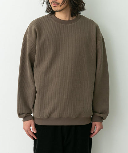 加絨華夫格寬鬆休閒套頭衫