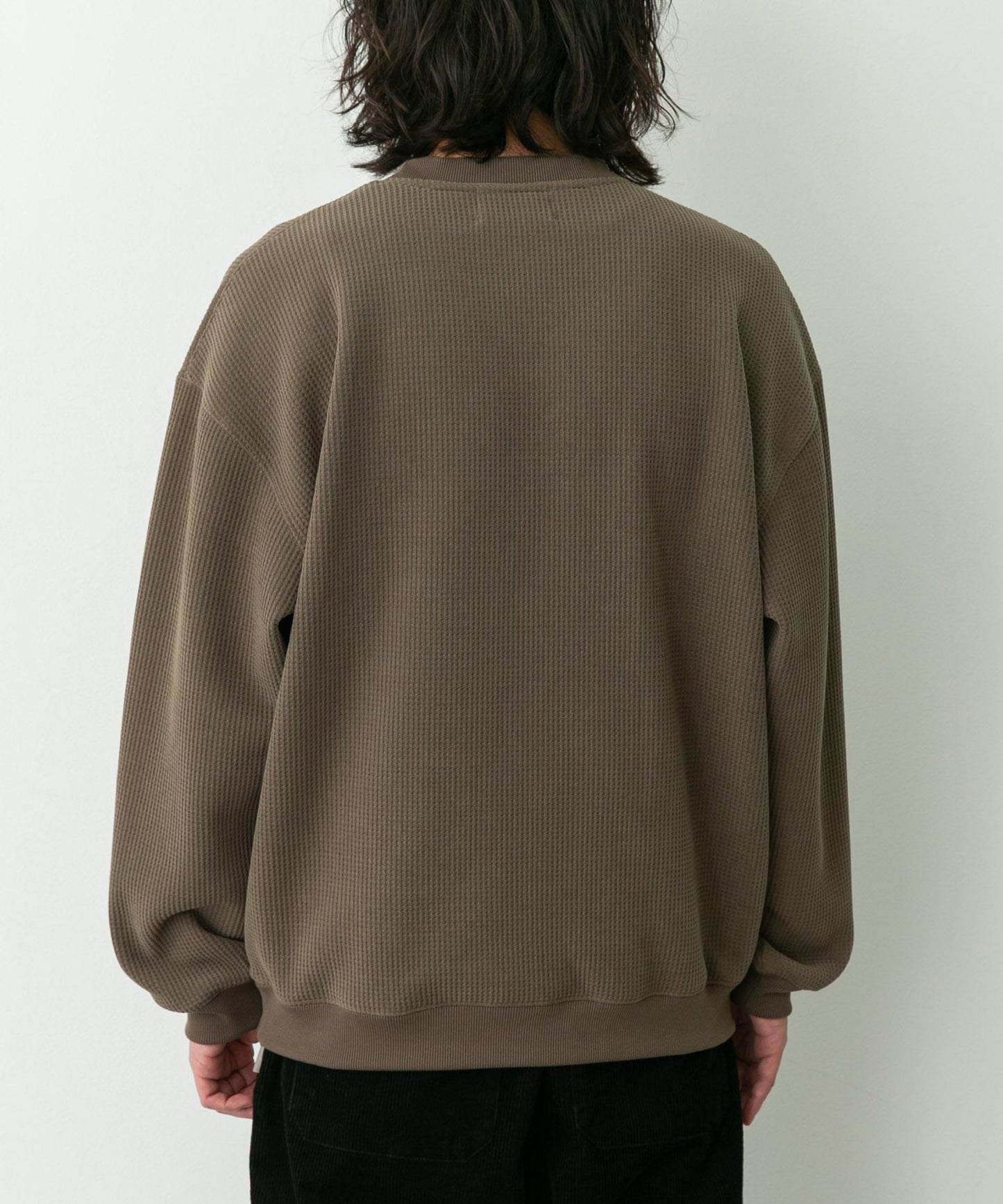 加絨華夫格寬鬆休閒套頭衫